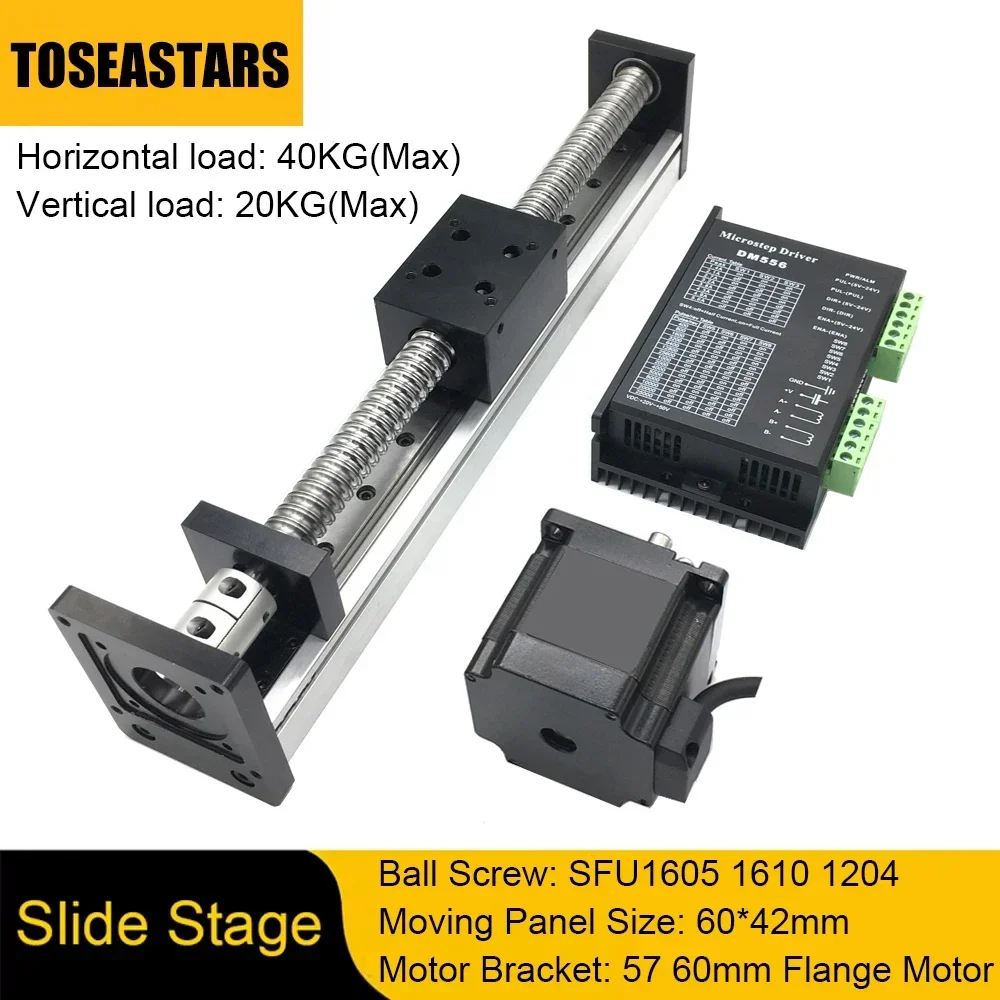 

XYZ Axis Linear Guide Rail Slide Stage linear Stage 42mm Width Ball Screw SFU1605 1610 For Nema 23 Stepper Motor Max load 40KG