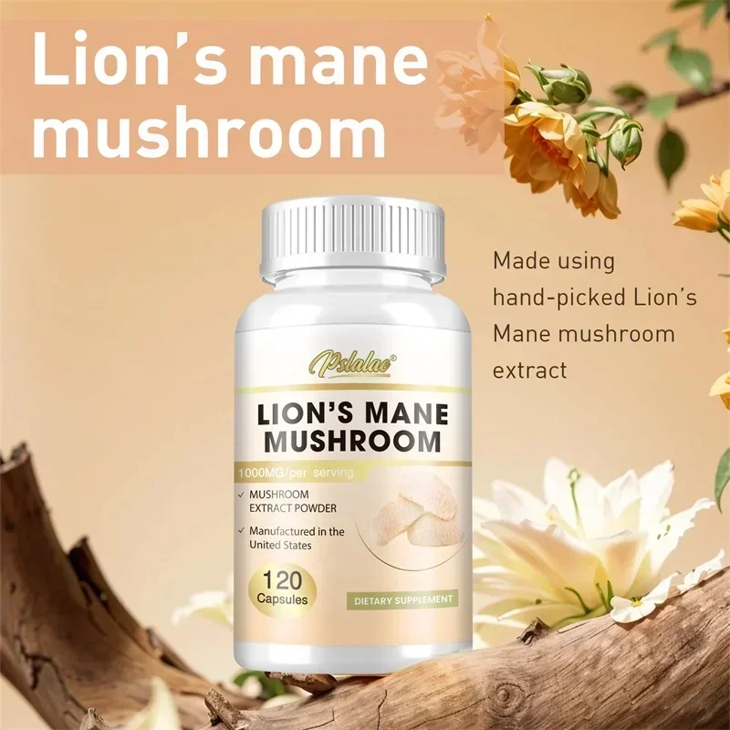 

Lion's Mane Mushroom Capsules - Strengthens The Brain, Memory and Cognition, Improves Mood and Sleep QualitySupplements