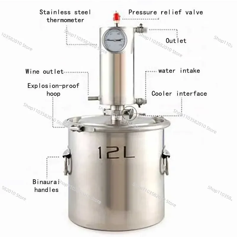 

Бытовой мини-дистиллятор для вина 12/20 л - аппарат для приготовления бренди, дистилляции вина и получения чистой водки