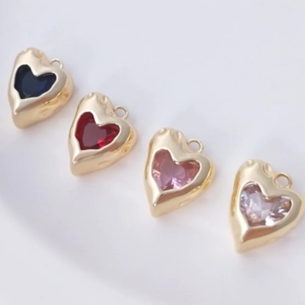 

1Pcs Copper Charms 14K Gold Color Fashion Peach Heart Pendant Inlaid Zircon Pendant DIY Necklace Jewelry Color Zirconium Love