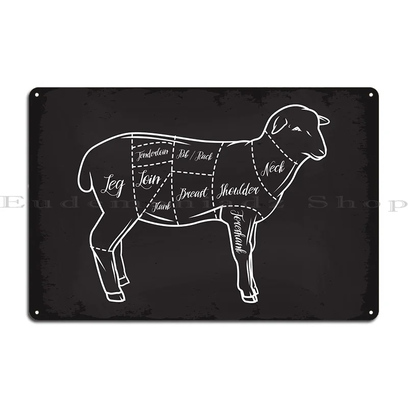 Butcher Cuts Of Lamb Metal Plaque Poster Wall Cave Garage Kitchen Character Garage Tin Sign Poster