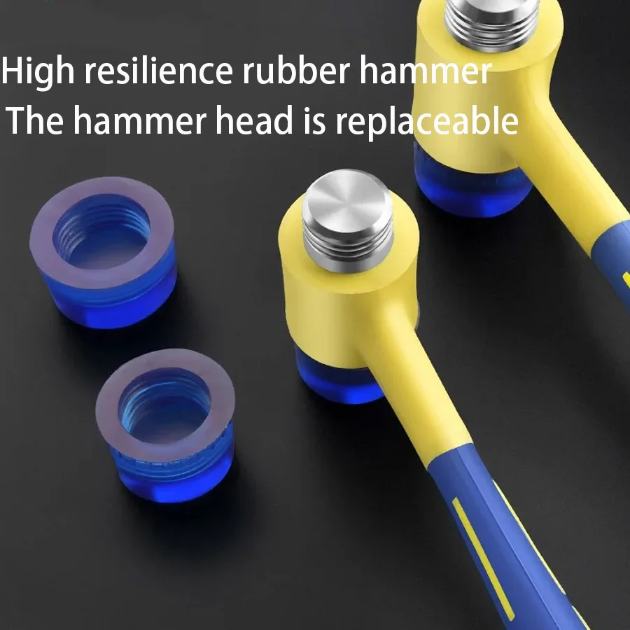 2025 جديد 25/35/45 مللي متر مزدوج الرأس متعدد الوظائف مزدوج الوجه لمسة ناعمة المطاط المطرقة الأسود البلاستيك المغلفة قبضة DIY بها بنفسك أداة اليد