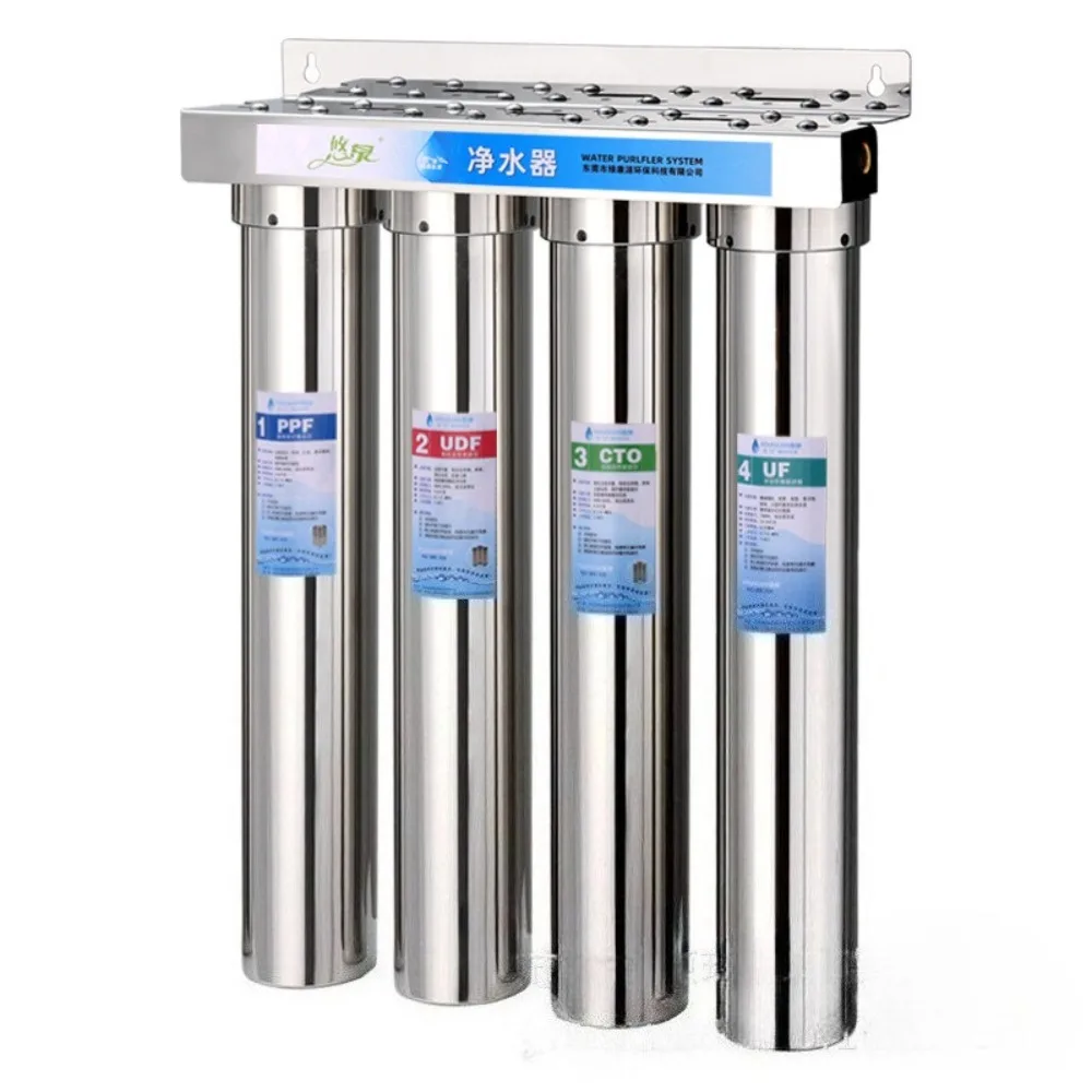 

3-ступенчатая система фильтрации воды для всего дома 20-дюймовая система очистки воды из нержавеющей стали 1/2 "вход/выход с фильтром осада