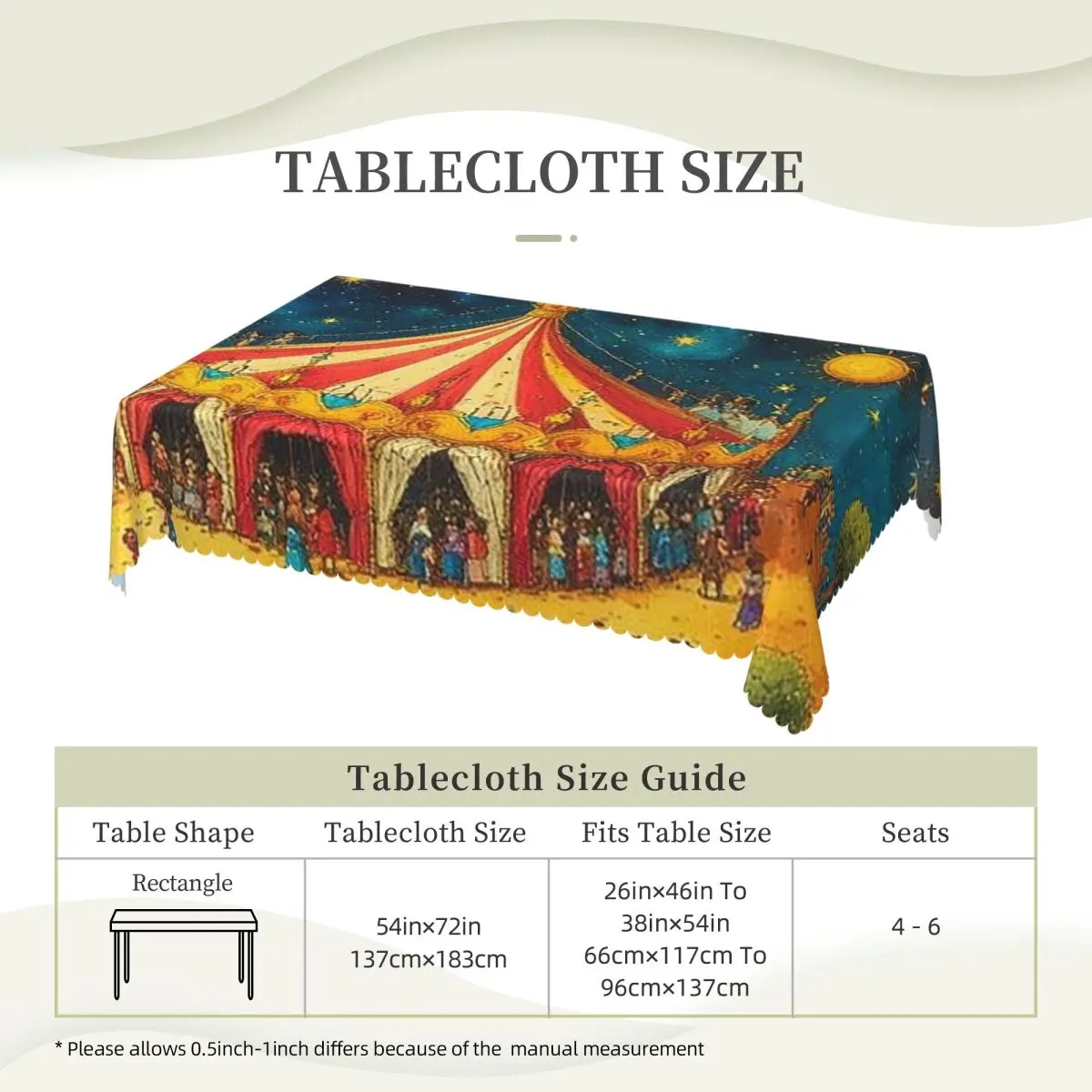 Circus Carnival Theme Party Customized Rectangular Tablecloth Waterproof Table Cover for Dining Events Table Cloth