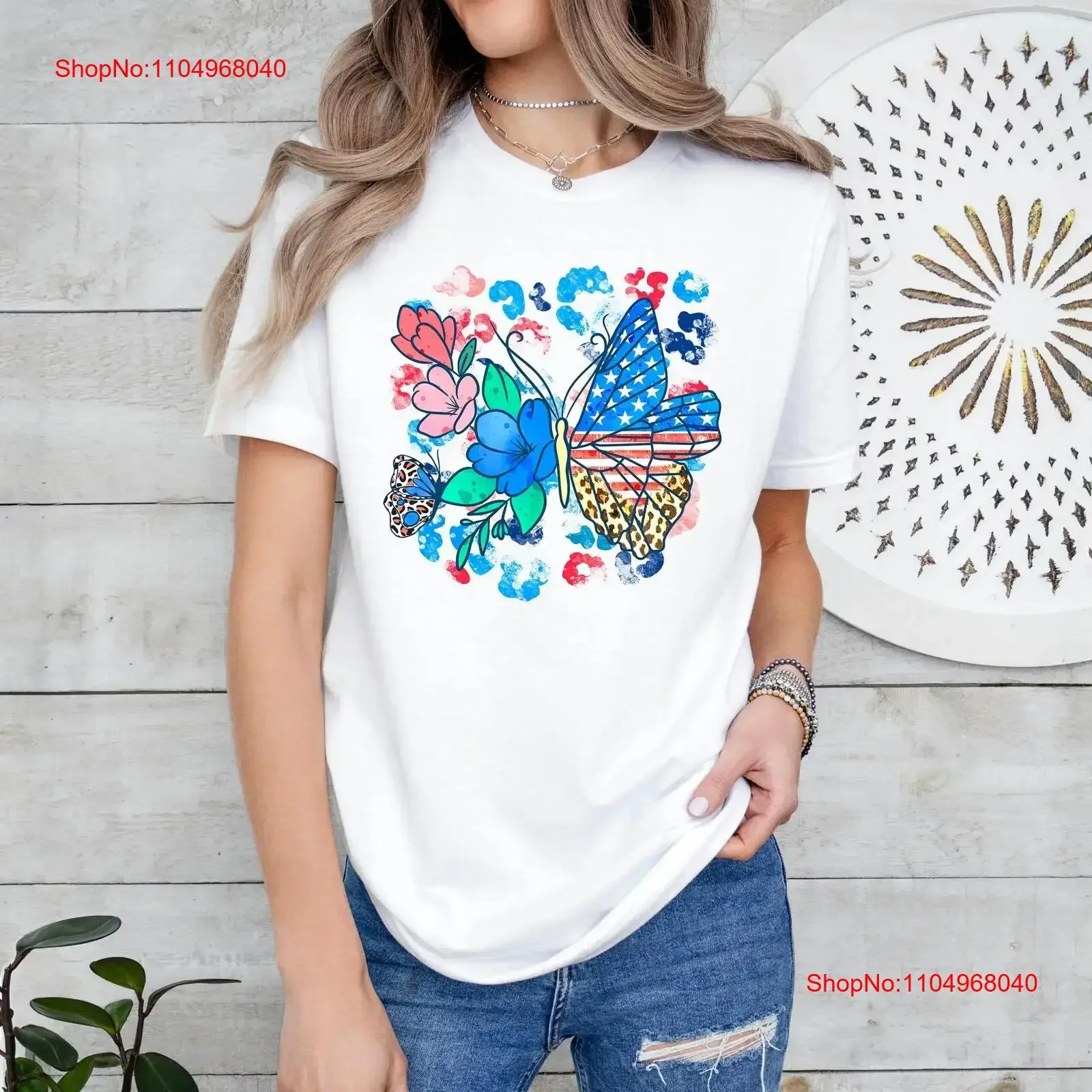 

America Flower T Shirt USA Flag For American Girly Floral 4th of July Women Independence vintage Washed fashion Breathable