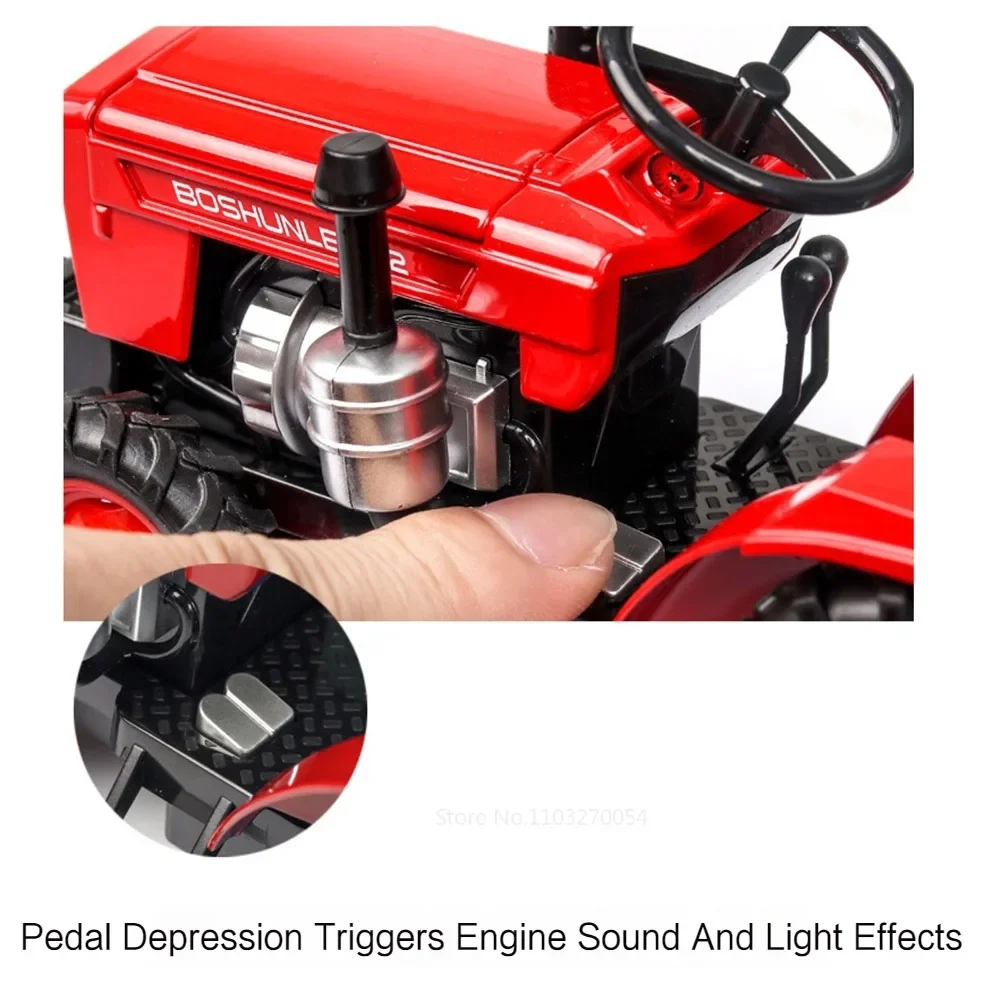 Tractor agrícola de aleación 1:32, modelo de juguete fundido a presión, coche en miniatura con luz de sonido, vehículo de cuerpo de Metal extraíble, juguete para regalo divertido para niños