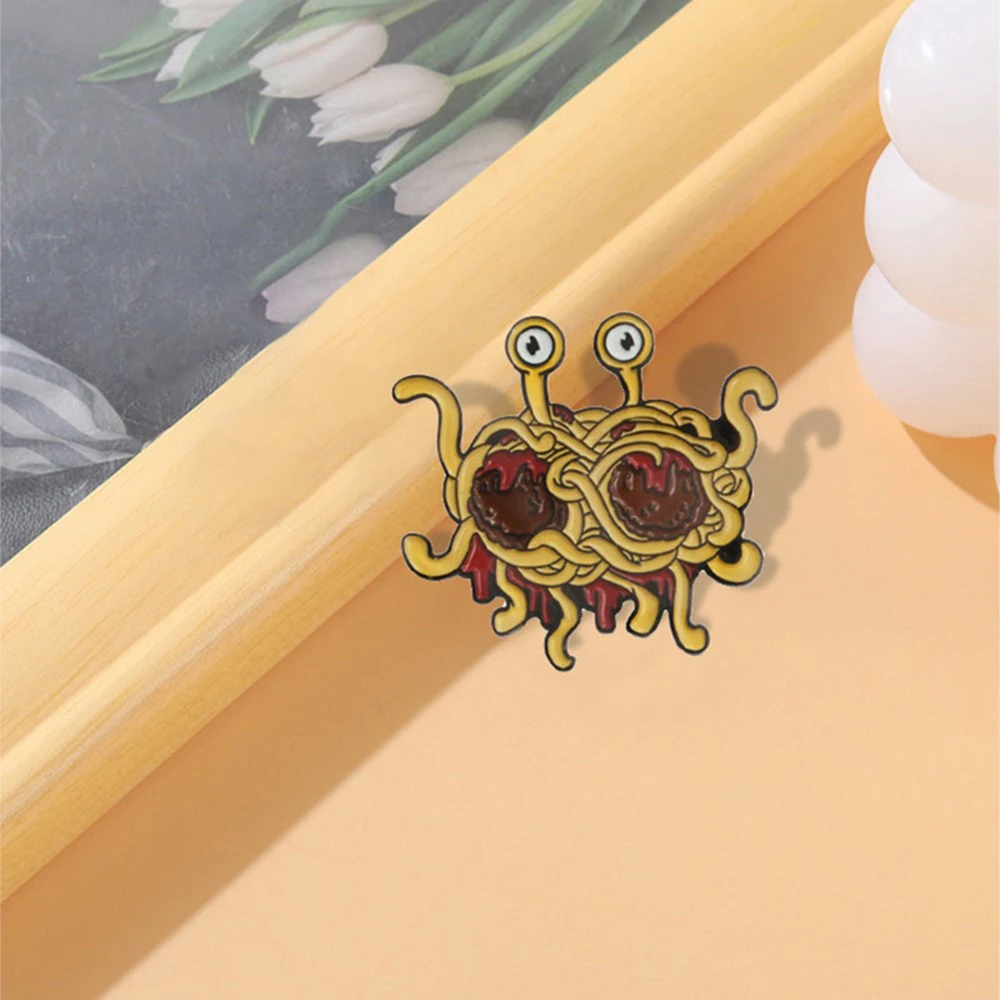 Pastafarianism enamel pin Flying Spaghetti Monsterism badge brooch FSM icons Denim Jeans shirt bag Funny Pin Gift for friends