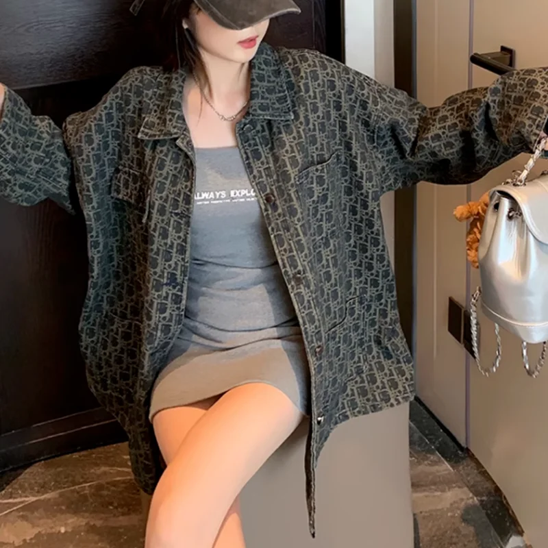

American Vintage Loose Denim Jacket Women Casual Autumn Cardigan Top