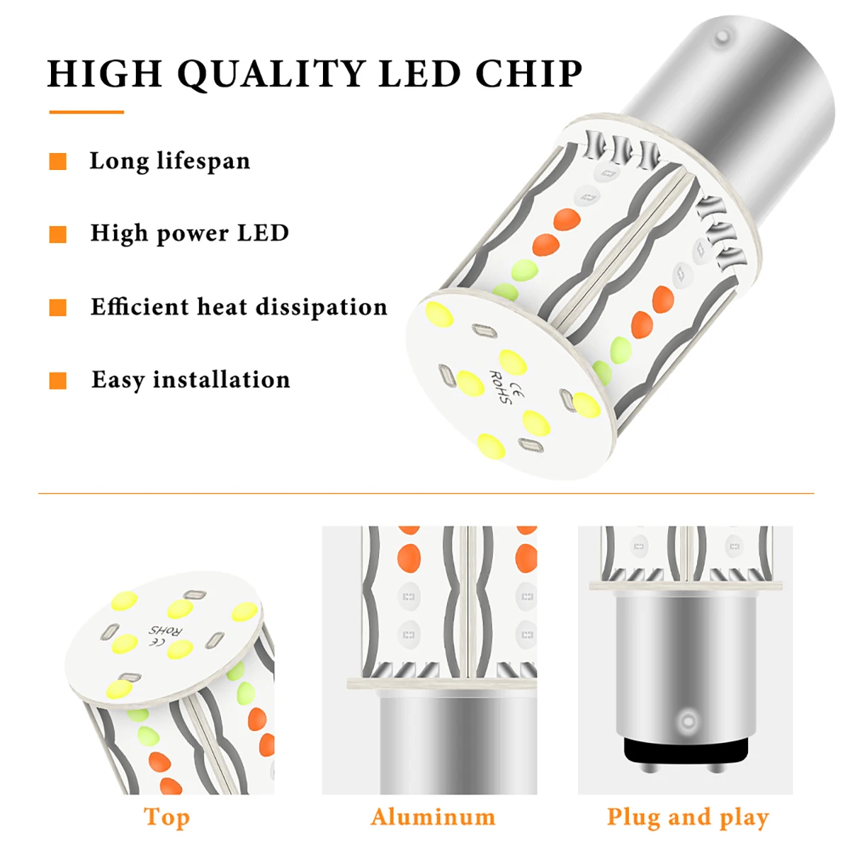 2pcs LED 1157 Bulb Brake Light Motorcycle 1157 Bay15d P21/5 W Flashing Motorcycle LED Parking Taillights Flashing Warning Light view 3