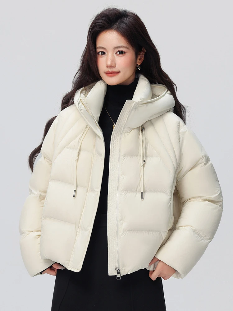 Winter Puff Fluffy Hooded Down Jacket Women High Quality White Duck Down Parker Outwears Female Thicken Warm Zipper Down Jacket