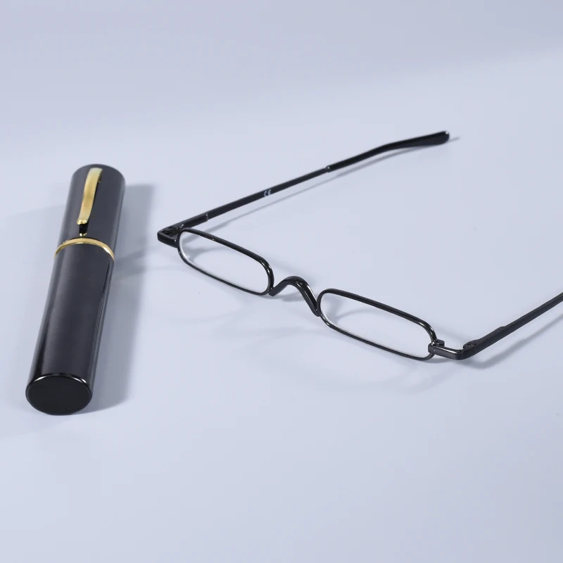Black Frame Elegant Reading Glasses Metal Frame Ultra-thin Men Women Reading Glasses Portable Mini Reading Presbyopia Eyeglasses