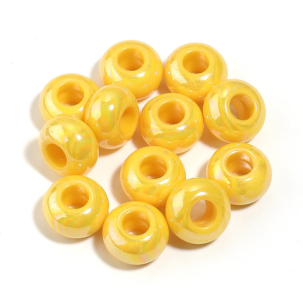 50 stuks 14mm UV gekleurde geplateerde grote gat acryl kralen losse afstandhouders abacus kralen DIY handgemaakte ketting voor het maken van sieraden