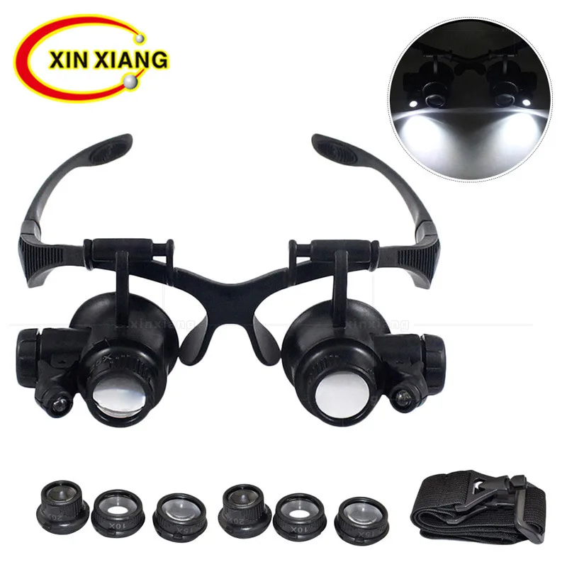 

10x 15x 20x 25x LED Light Eye Lens Wearable Magnifier for Antique Appraisal, Jewelry, and Watch Repair