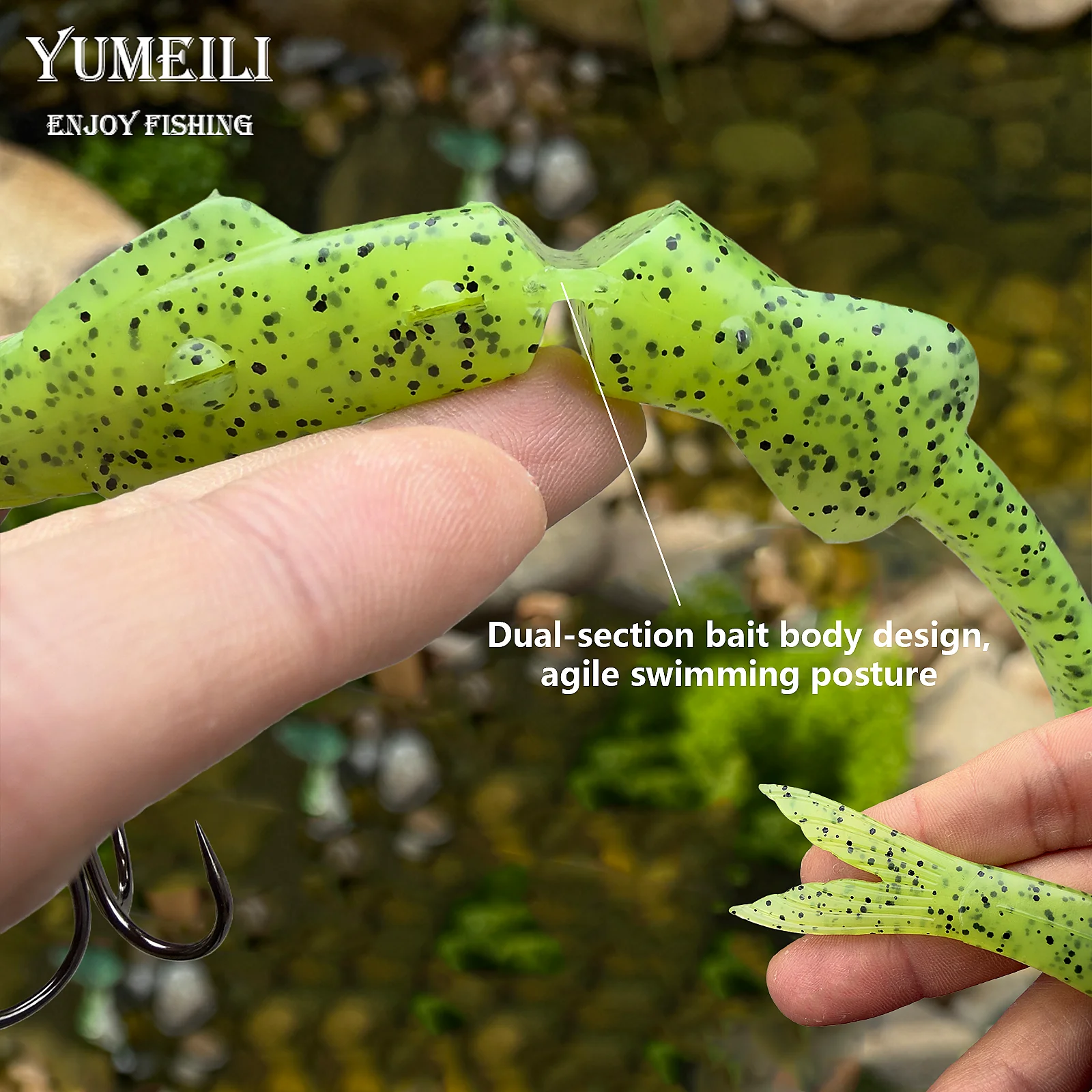 YUMEILI Double-Section Fishing Lure, Featuring a Double-Segment Body and a Forked Tail
