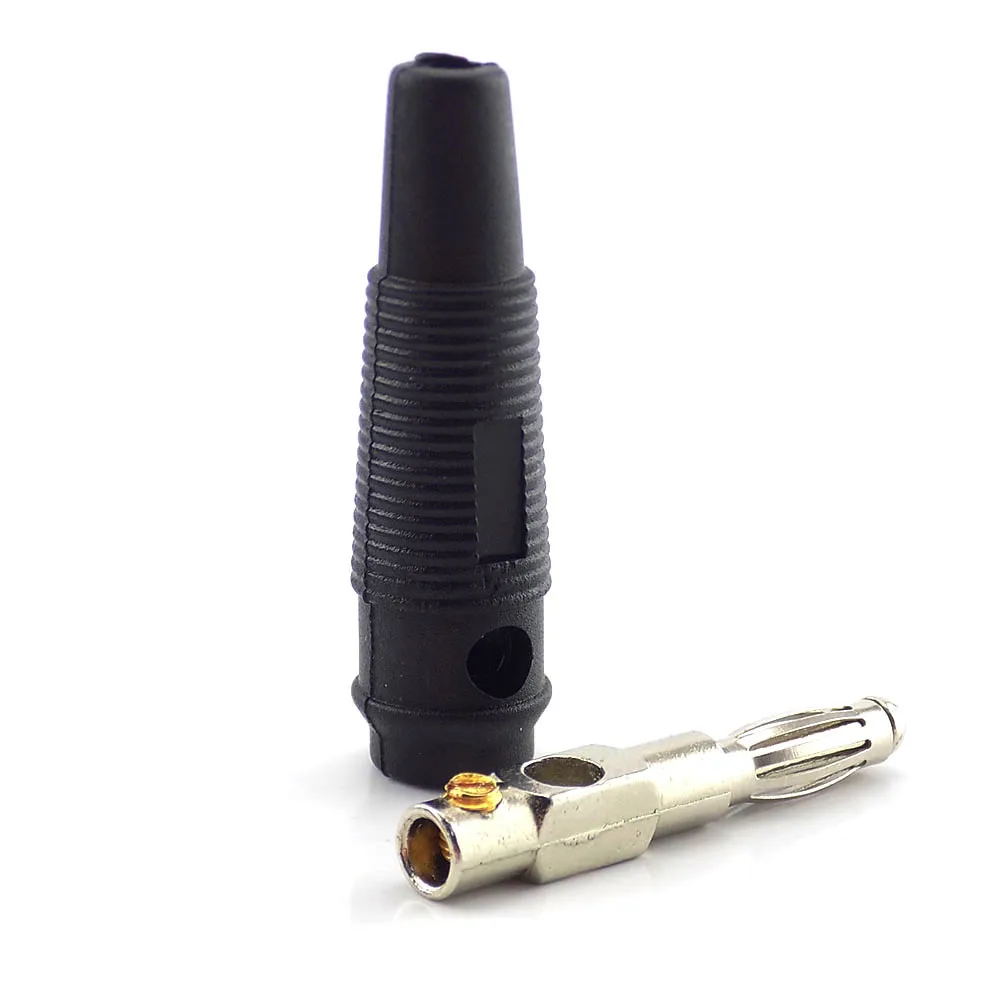 10pcs 4mm Banana Plug Connector Solderless Side Stackable Video Audio Musical Speaker Cable Wire Pin Adapter Red and Black C4