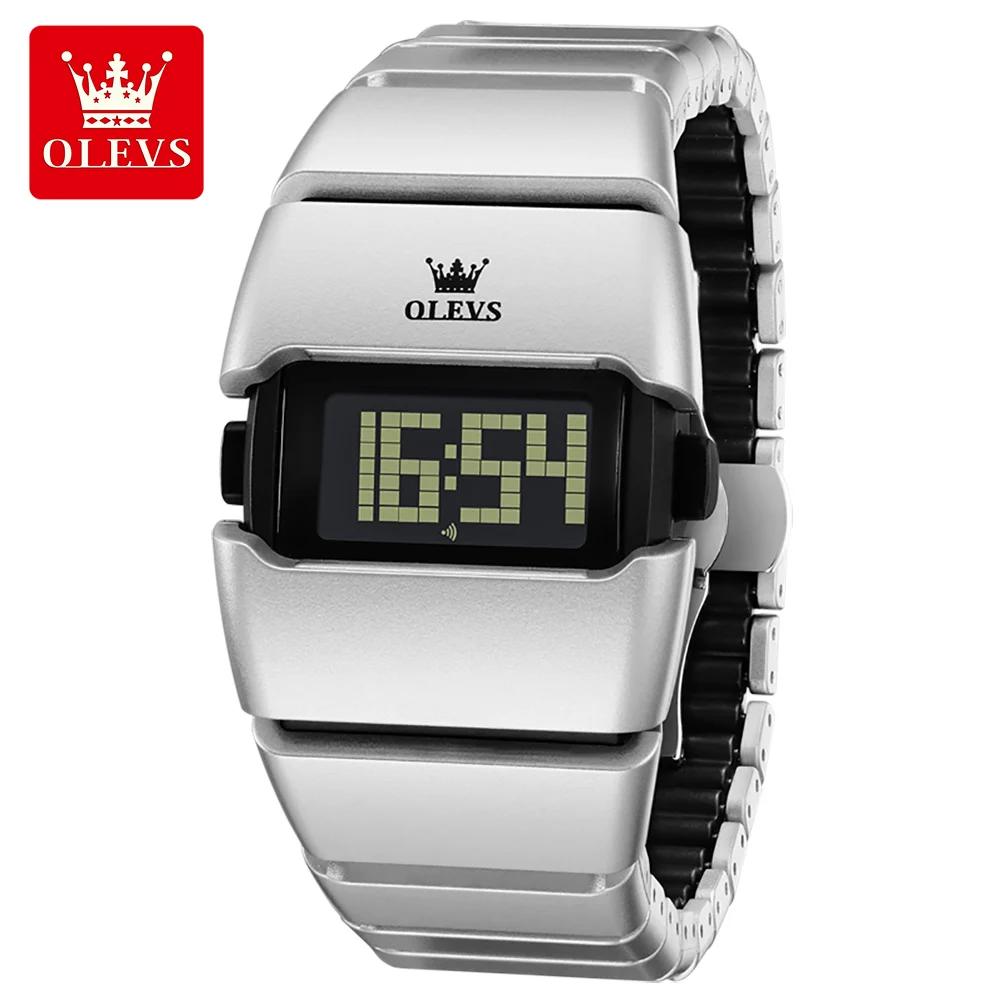 

Мужские часы OLEVS Luxury: персонализированные цифровые кварцевые часы Tonneau с оригинальным электронным механизмом, будильником и секундомером. Новинка 1112.