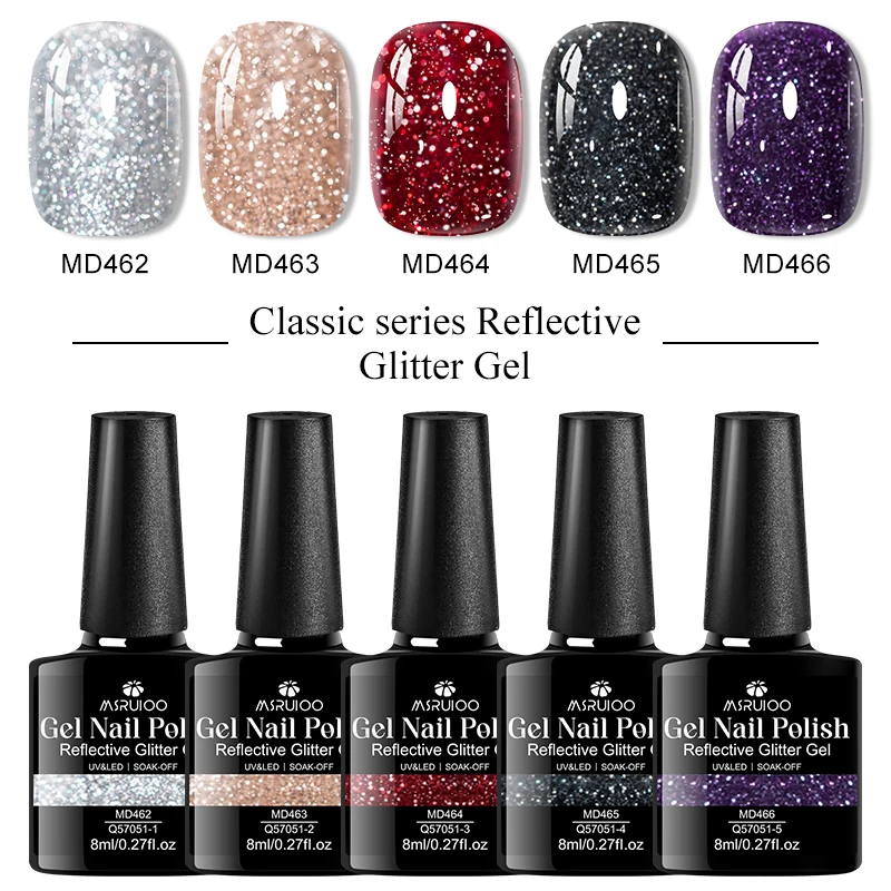 MSRUIOO 8ml paillettes diamant Gel vernis à ongles à la mode Nail Art réfléchissant Disco paillettes brillant Super paillettes Gel HEMA/TPO gratuit