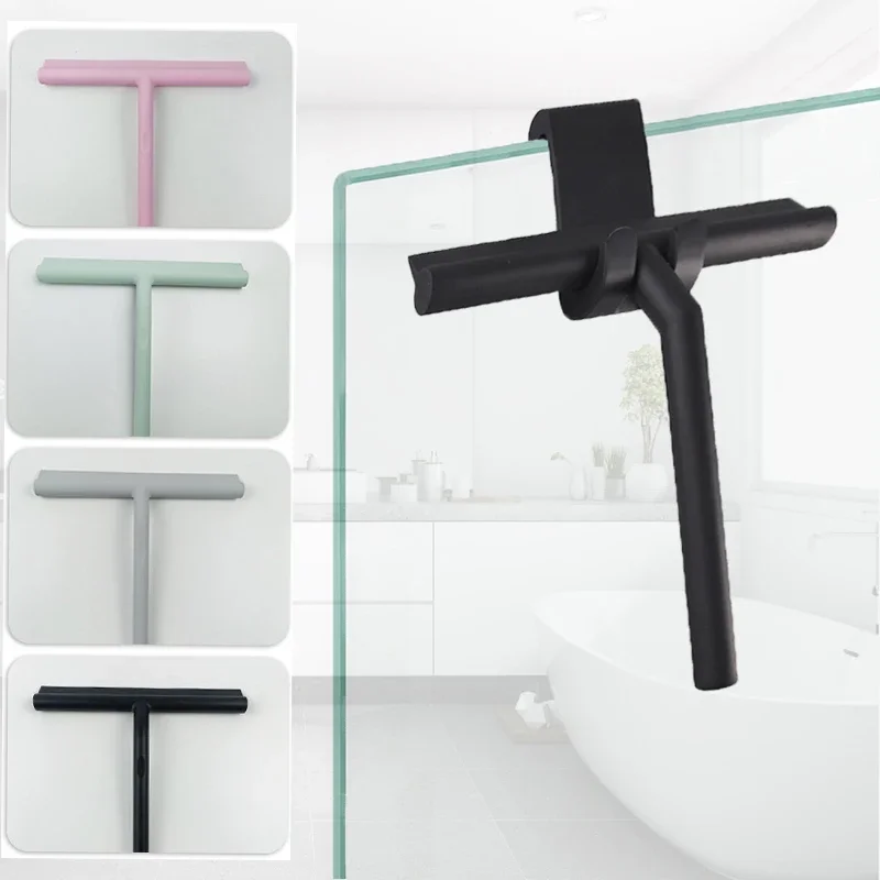 

Bathroom Shower Squeegee Household Glass Wiper Window Mirror Silicone Scraper Shower Doors Hanging Squeegee Holder Cleaning Tool