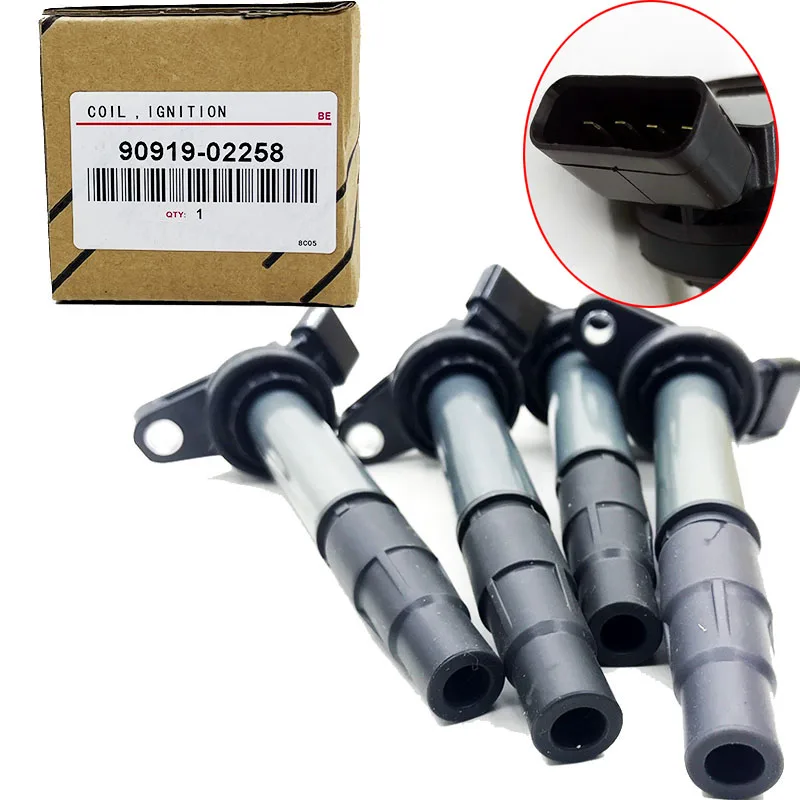 New Genuine 4pcs Ignition Coil 90919-02258 For Toyota Corolla ZRE152 ZRE182R 2ZR-FE Matrix Prius Scion IM xD 1.8L