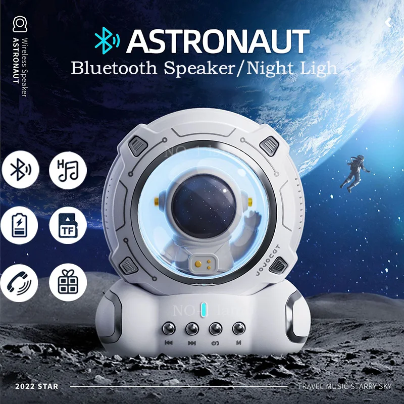 LED Astronaut Night Light Dimmable Multi-Color Changing With Bluetooth Speaker Bedside Lamp For Home Bedroom Decor Kids Gift