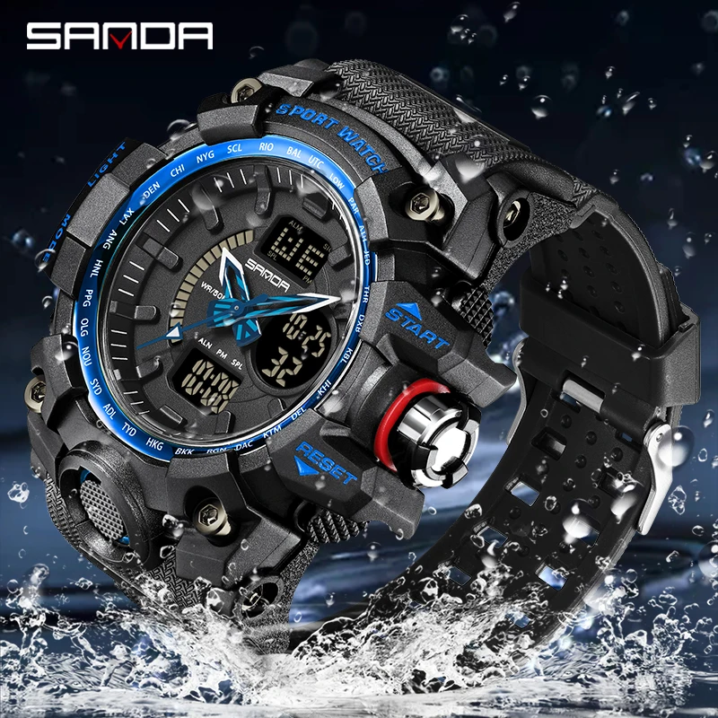 Fashion Sanda Top Brand G Style New Luxury Sport Men Quartz Watch Casual Style Military Watches Waterproof Male Clocks