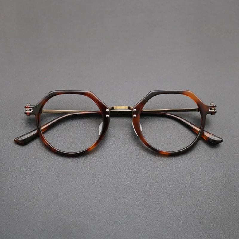 Retro Italian Plate Handmade Glasses Mechanical Style Pure Titanium Eyeglass Frame Male