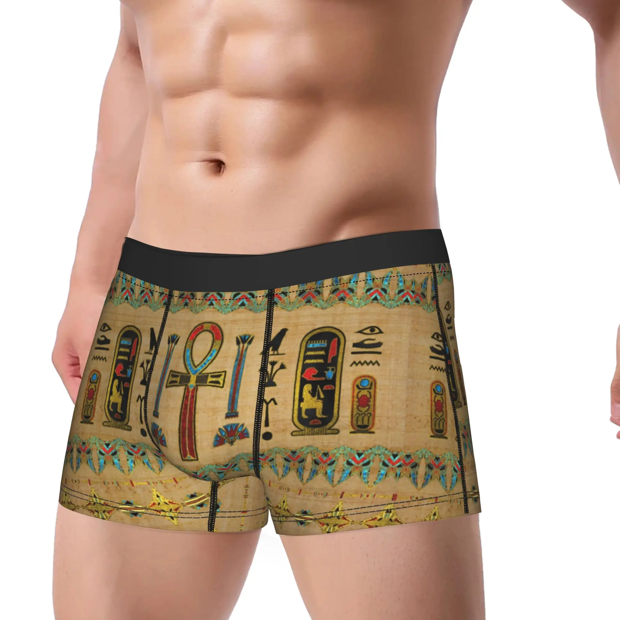 

Boxer Shorts Panties Briefs Men Ancient Egyptian Underwear Egypt Gods Hieroglyphs Deities Soft Underpants for Homme Plus Size