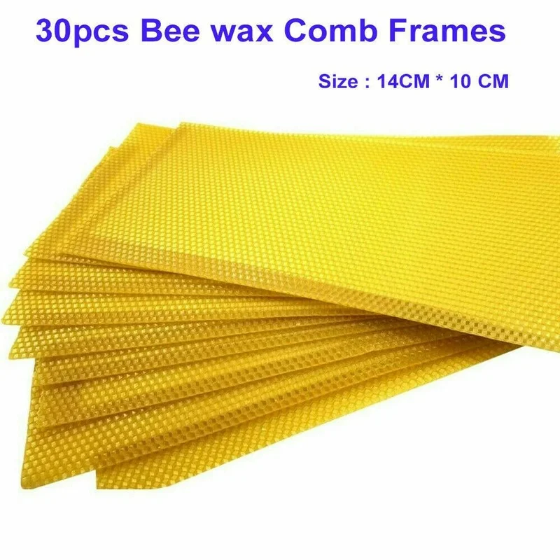 Honeycomb Foundation Bee Hive Wax Frames, Beekeeping Nest Sheet, Honey Hive Equipment Tool, 14cm, 30 Pcs