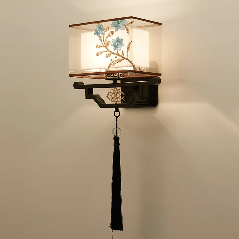 

New Chinese Wall Lamp Modern Simple Bedside Lamp Living Room Bedroom Study Aisle Retro Home Chinese Style Lamp