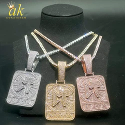 Aokaishen Iced Out CT NATA Necklace Pendant for Women Real Gold Plated Hip Hop Jewelry