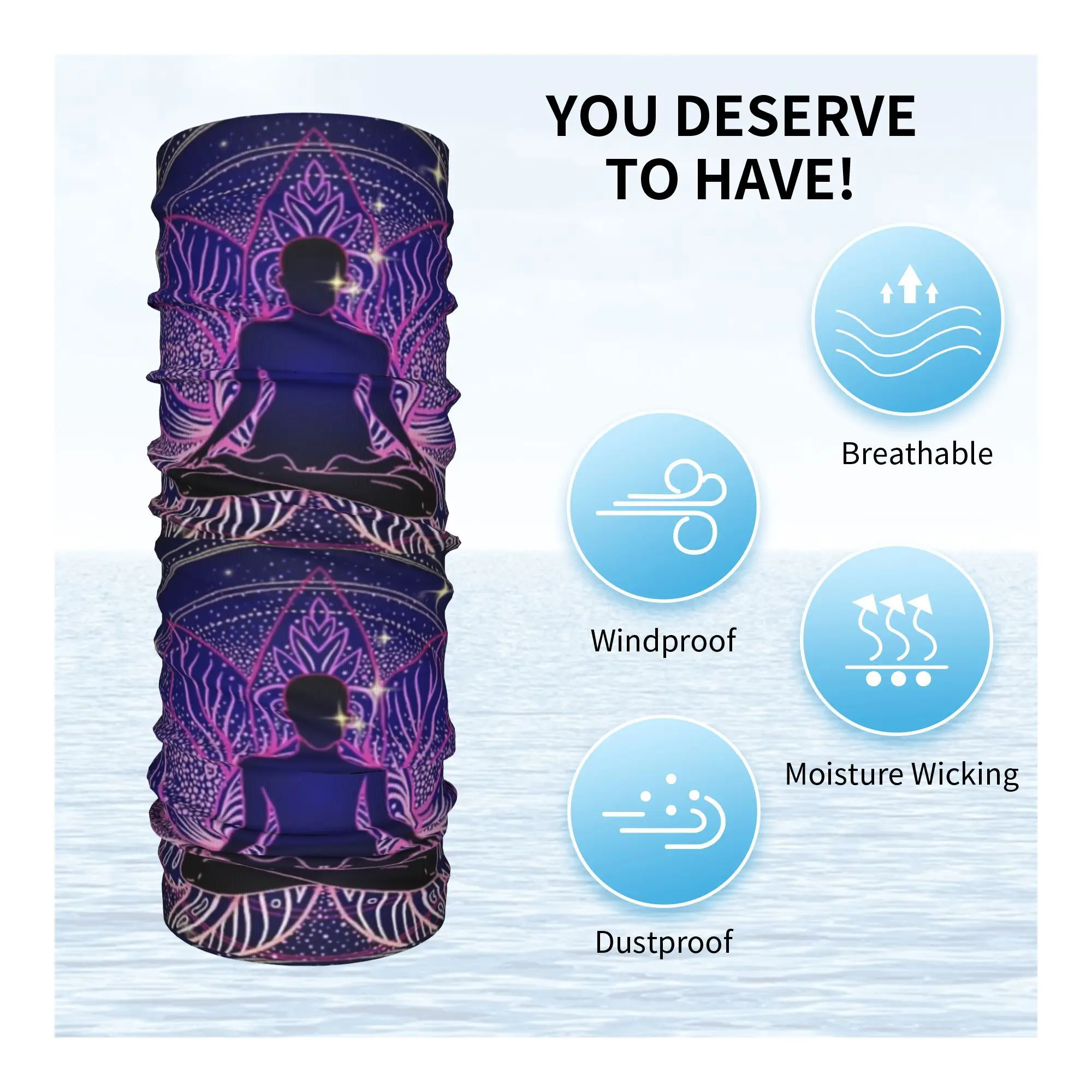 بوذا زن ماندالا مخدر باندانا الرقبة الجراب مطبوعة وشاح سحري دافئ الدراجات وشاح الرياضة في الهواء الطلق للجنسين الكبار قابل للغسل #2