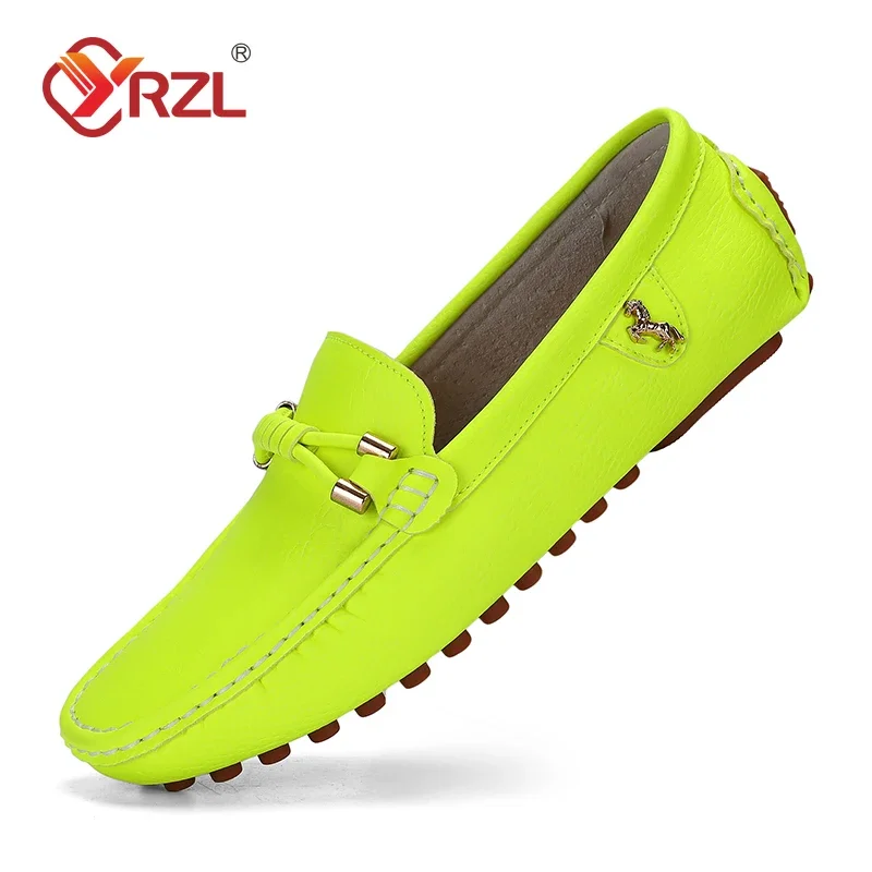 Yrzl mocassins masculinos sapatos casuais marca de luxo 2024 mocassins respiráveis deslizamento em sapatos de condução verdes plus size 37-48