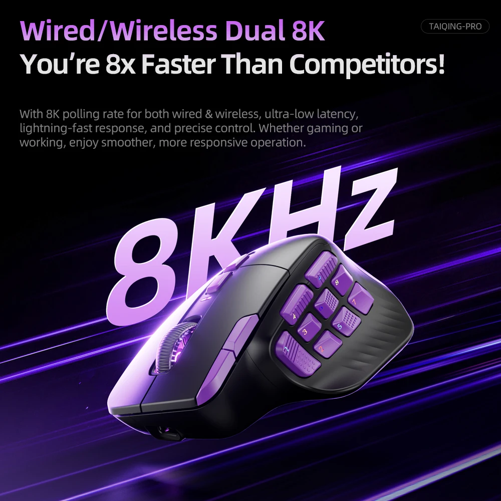 TAIDU TSG908 PRO Gaming MouseTri-modus PAW3950 PAW3311 Sensor 16 Seite Tasten DIY zurück abdeckung 1000 mAh Gaming Laptop Zubehör ​