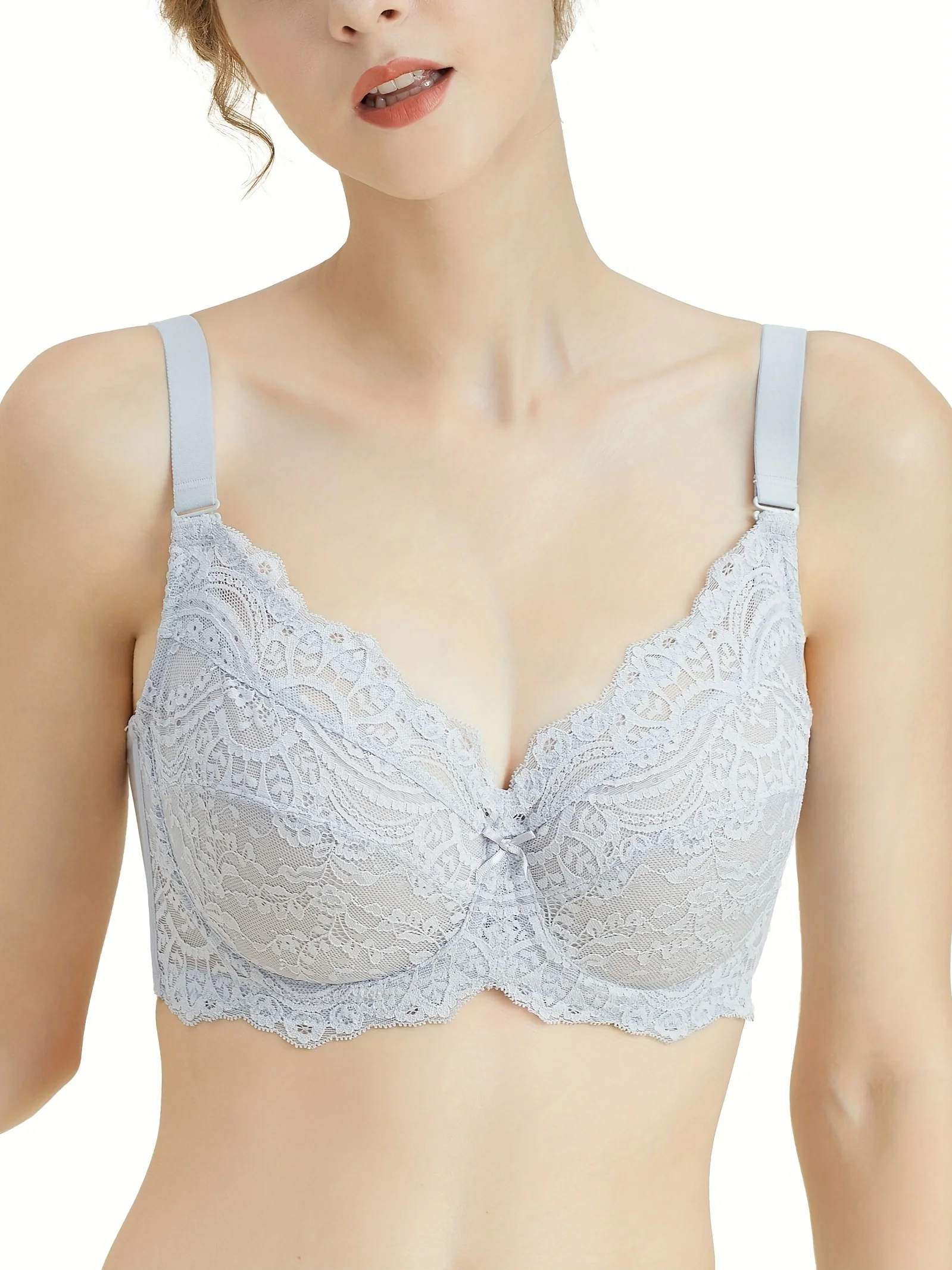 Lace Push Up Supportive Minimizer Bras for Women Full Coverage Unlined Bras with Underwire 5122