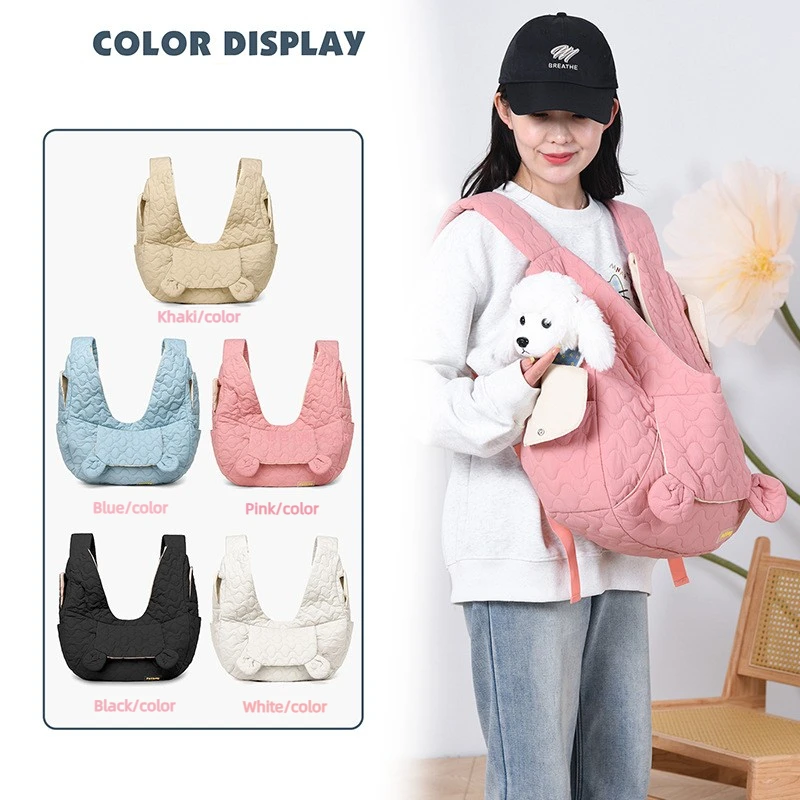 

Cycling Pet Carrier Cross-Back Chest Bag for Small Dogs Easy-Fold Lightweight Cat Bag for Pets up to 7kg