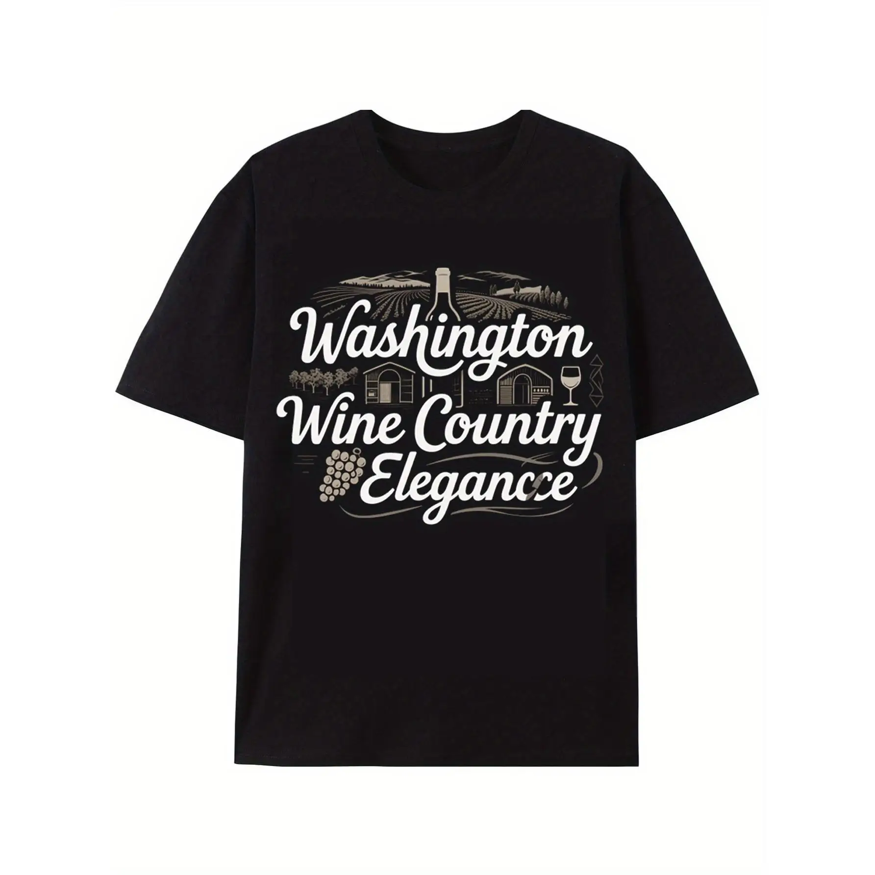 

Washington Wine Country T-Shirt, Elegant Vineyard Graphic Tee, Men's Wine Lover Top, Travel Souvenir Gift Streetwear