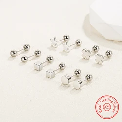 Pendientes de tuerca de estrella cuadrada de alta calidad para mujer, joyería de plata de ley 925, nueva moda, XY0234