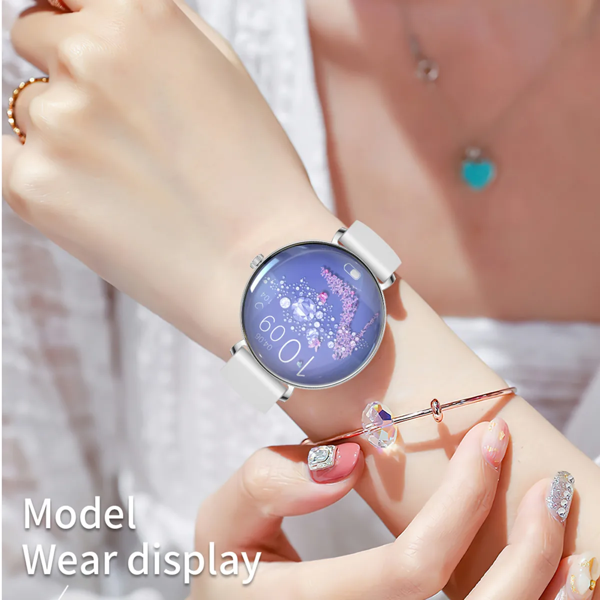 ساعة ذكية معدنية باللون الذهبي الوردي للنساء تعمل بتقنية البلوتوث ومراقبة الصحة وأقراص مخصصة لتتبع اللياقة البدنية Amoled ساعة ذكية لنظام Android IOS #5