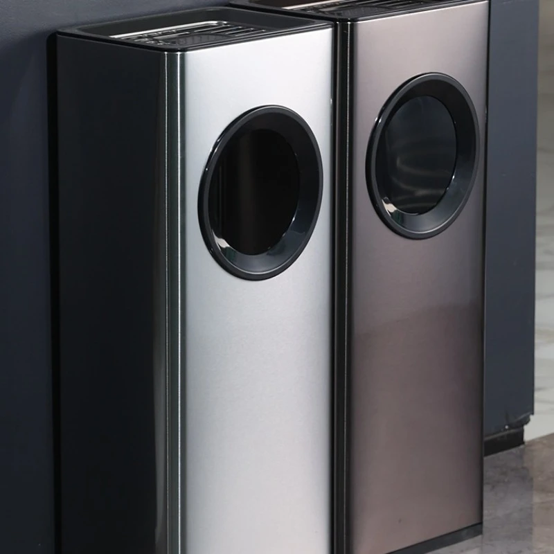 Stainless steel vertical hotel lobby corridor staircase cigarette butt trash can