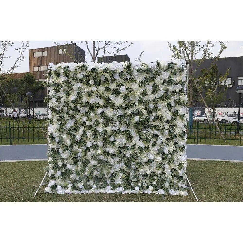 

8Ft X 8Ft 5D Roll Up Green rose Morning Flower Wall Backdrop For Wedding Events Backdrop Stage Decorations