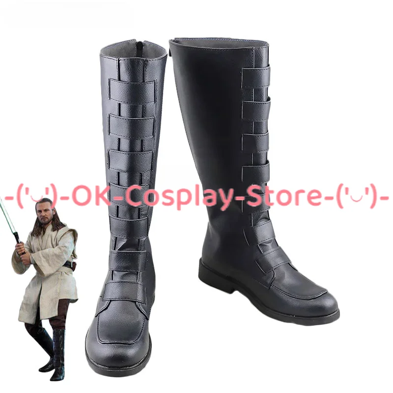 Qui Gon Jinn Cosplay Schoenen Pu Lederen Schoenen Halloween Carnaval Laarzen Cosplay Prop Op Maat Gemaakt