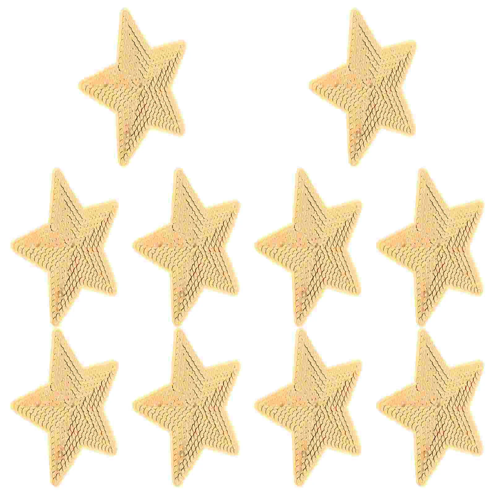 10 PC Star Shaped Diamond Clothes Stick Italian Charm Bracelet Patches for Sewing Embroidered Gold Trim