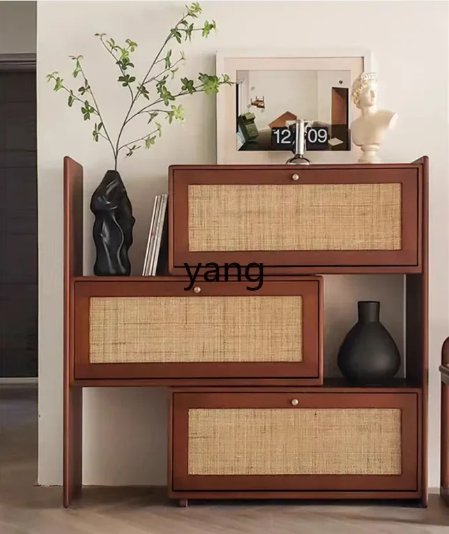Lt ultra-thin rattan shoe cabinet household door tipping bucket shoe rack entrance door entrance storage cabinet