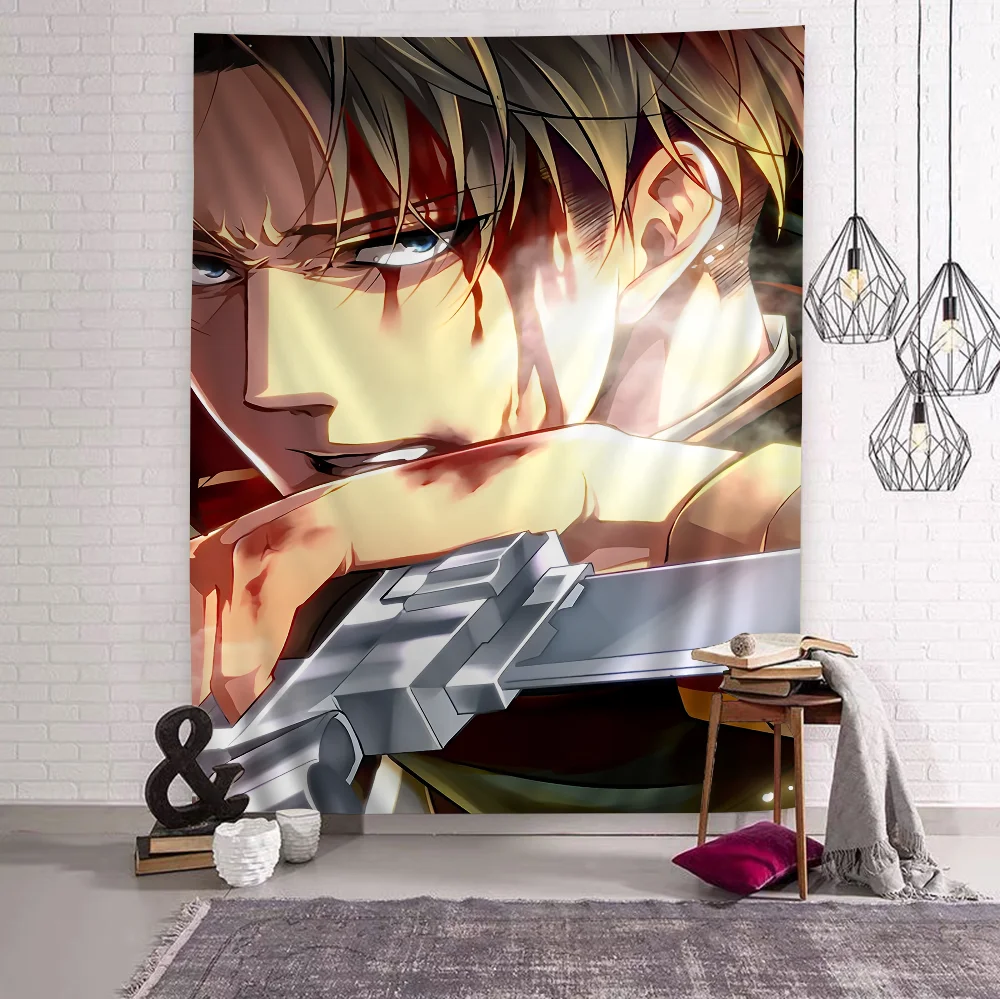 Attack on Titan Levi Ackerman Anime Printed Large Wall Tapestry Cheap Hippie Wall Hanging Bohemian Tapestries Mandala Home Decor
