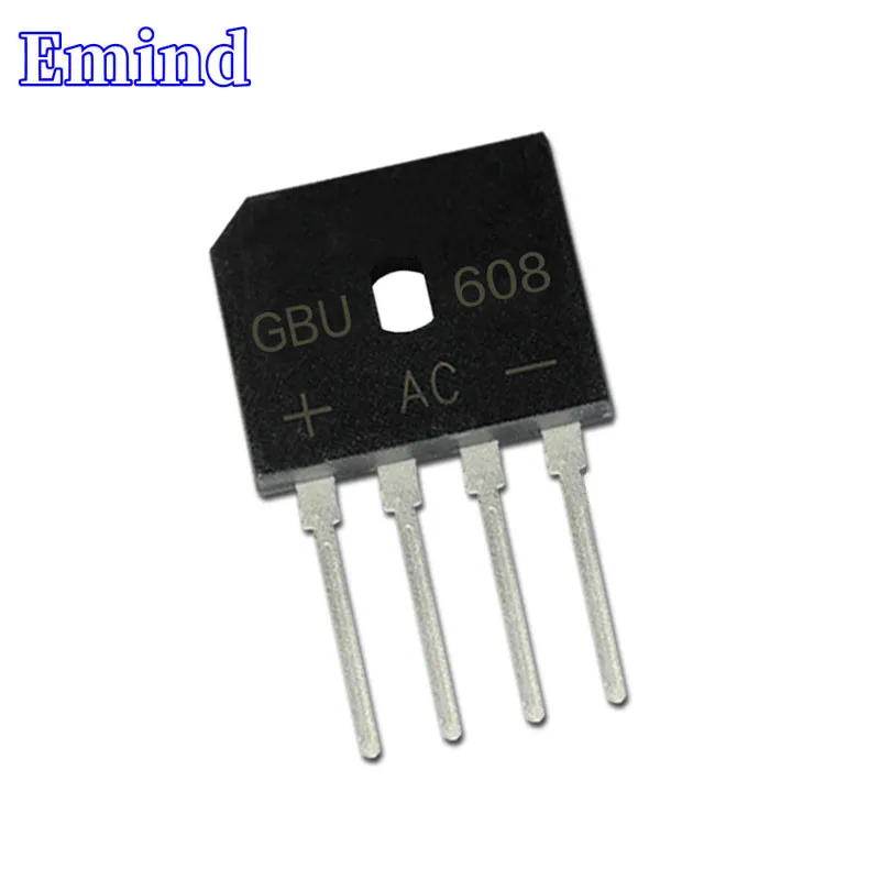 

10Pcs GBU608 Bridge Rectifier 6A/800V GBU6K Bridge Stack Cutable Feet GBU Footprint Flat Bridge