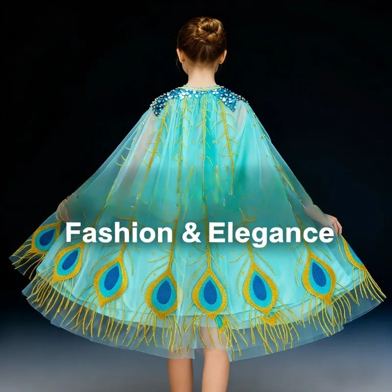 

Halloween Princess Cape Christmas Children's Performance Dress Cape for Shoulder Display While Dancing Windproof Cloak