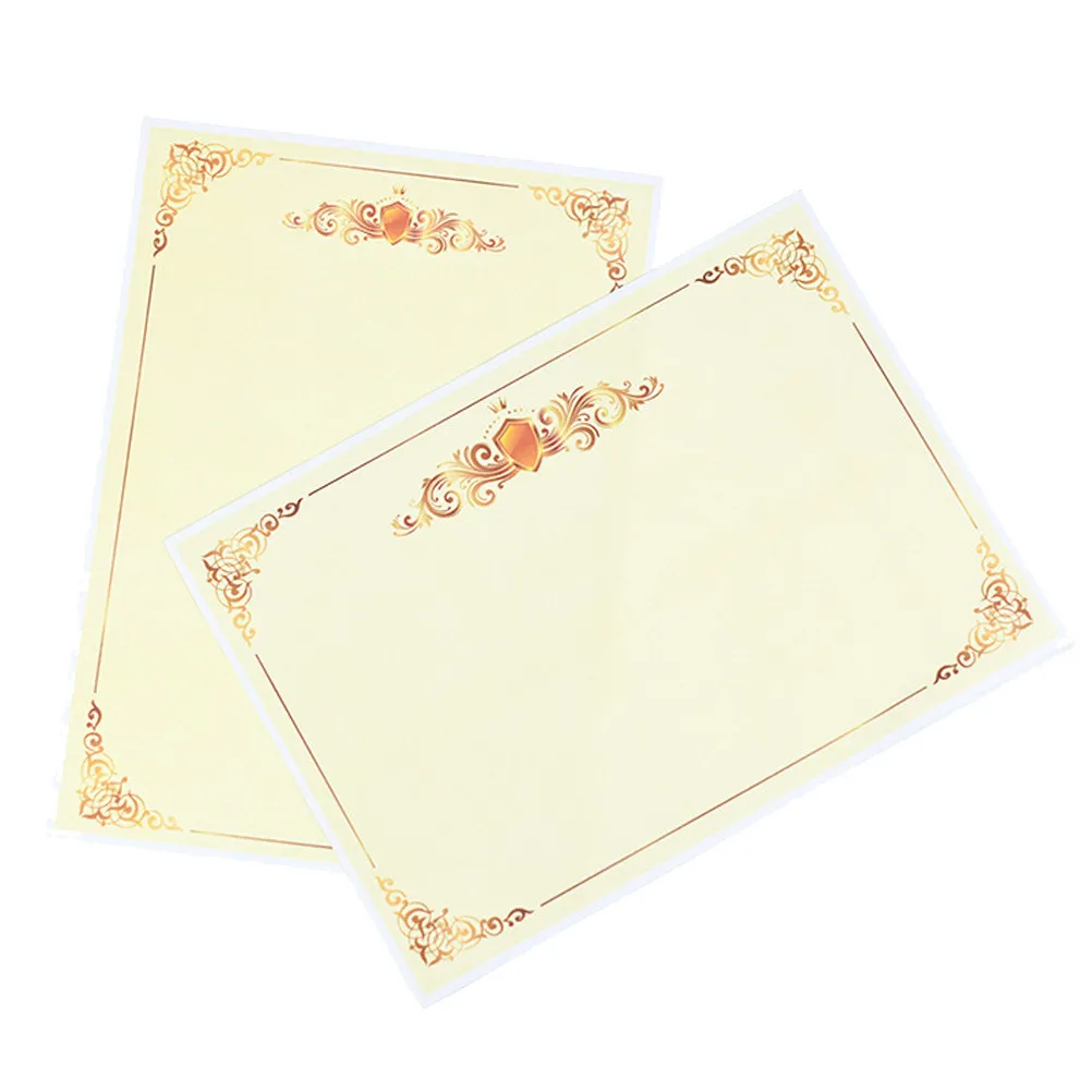 100Pcs Certificate Award Paper For Graduation Ceremony Certificate Design A4 21x29cm Blank Gold Border Compatible