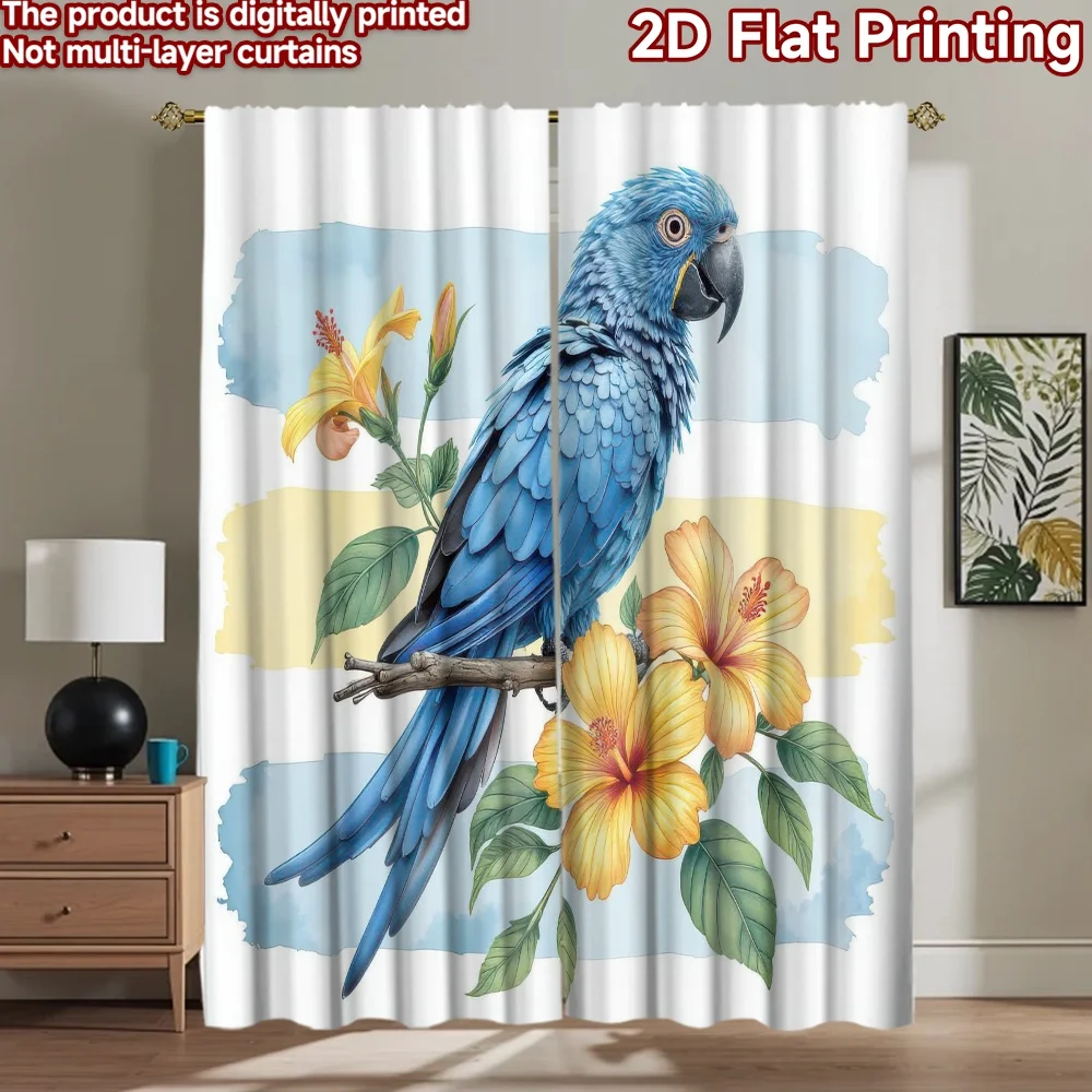 

1pc 2D flat Photography Backdrop Popular Scene Backdrop Blue Parrot with Hibiscus 100% Polyester Family Party Use for Suitable