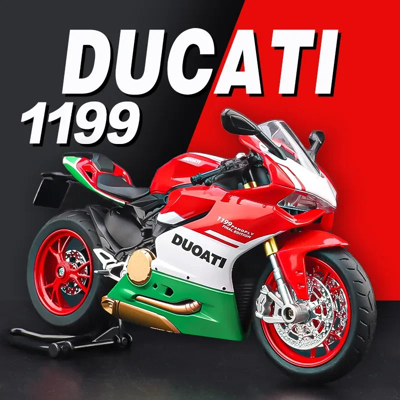 Ducati 1199 Panigale S Die Cast motocicleta modelo brinquedo, coleção de veículos, som e luz, Off-Road Autocycle, 01:12 Liga