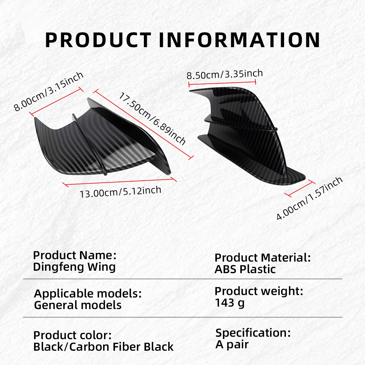 1 Set Motorcycle Front Side Spoiler Winglets Carbon Black Winglet Aerodynamic Side Wing Universal Modified Decoration Accessory view 3